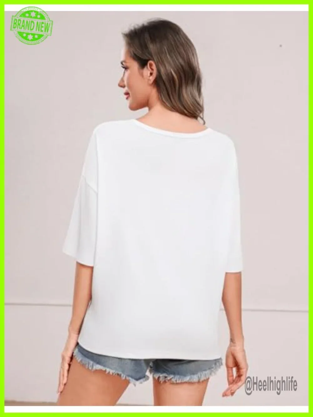 Cropped V Neck Half Sleeve Boxy T Shirt Casual Top
